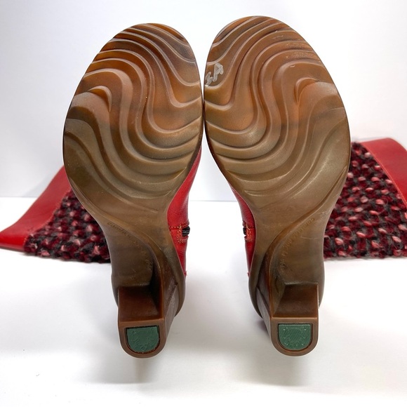 El Naturalista Women’s Red Leather Heeled Knit Boots Size EU 37 US 6.5 - Picture 11 of 12